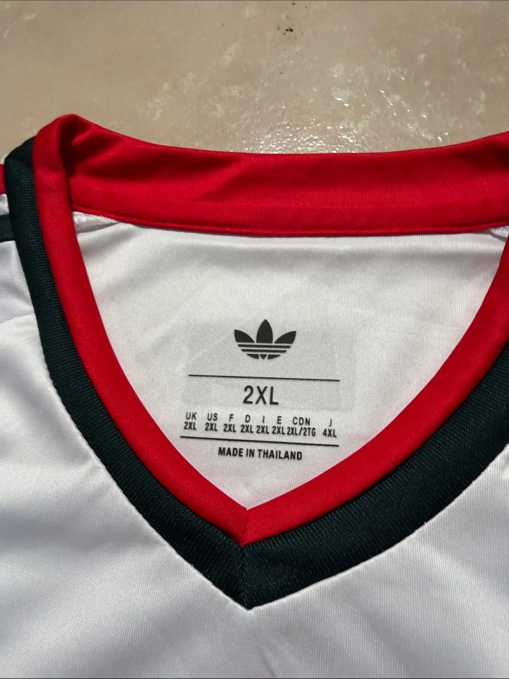 adidas White Mexico Soccer Jersey with Red and Black Trim